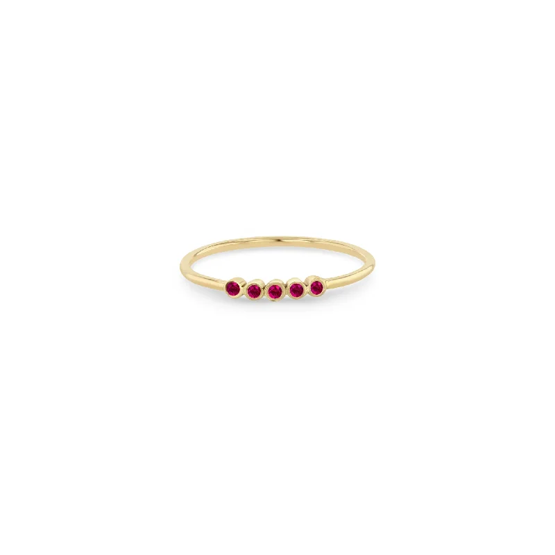 14k 5 Tiny Ruby Bezel Ring