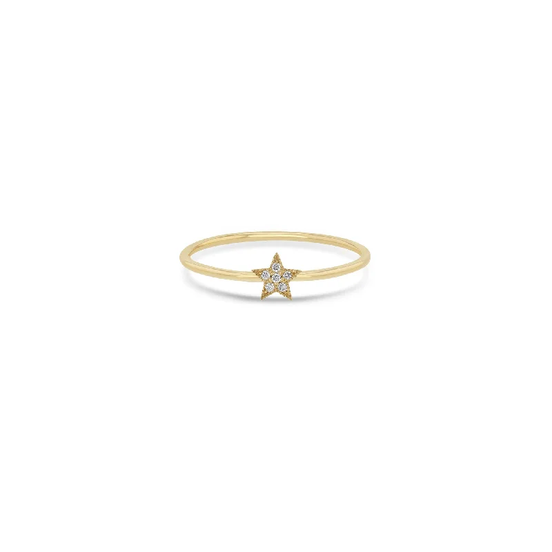 14k Itty Bitty Pavé Diamond Star Ring