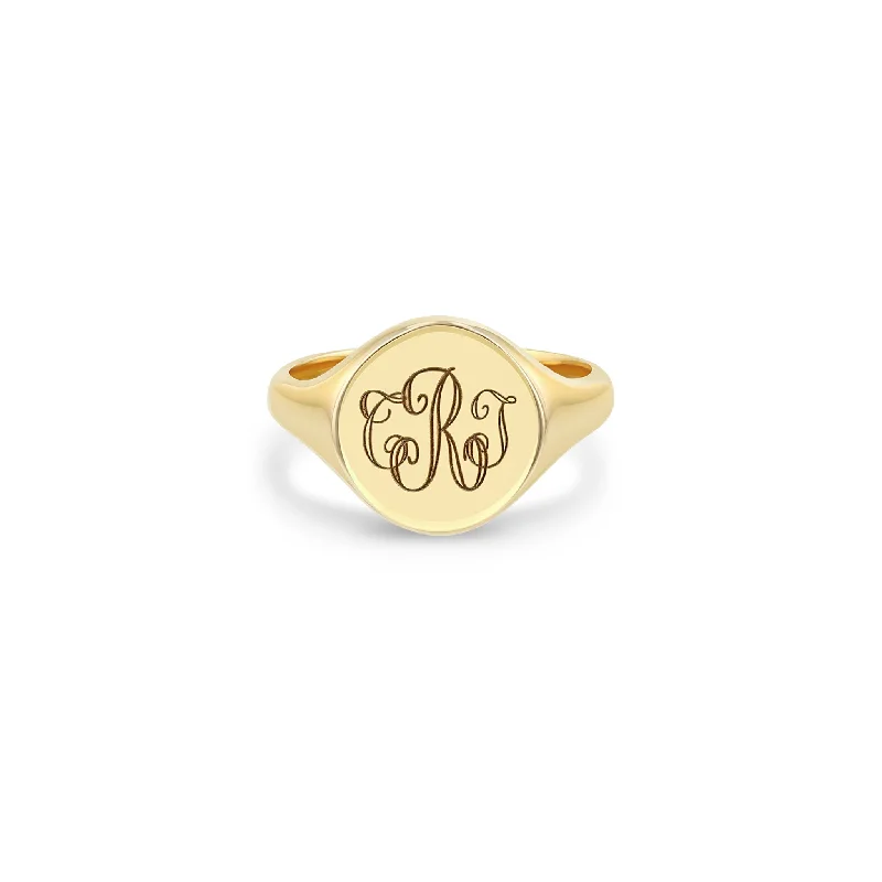 14k Engraved Monogram Signet Ring