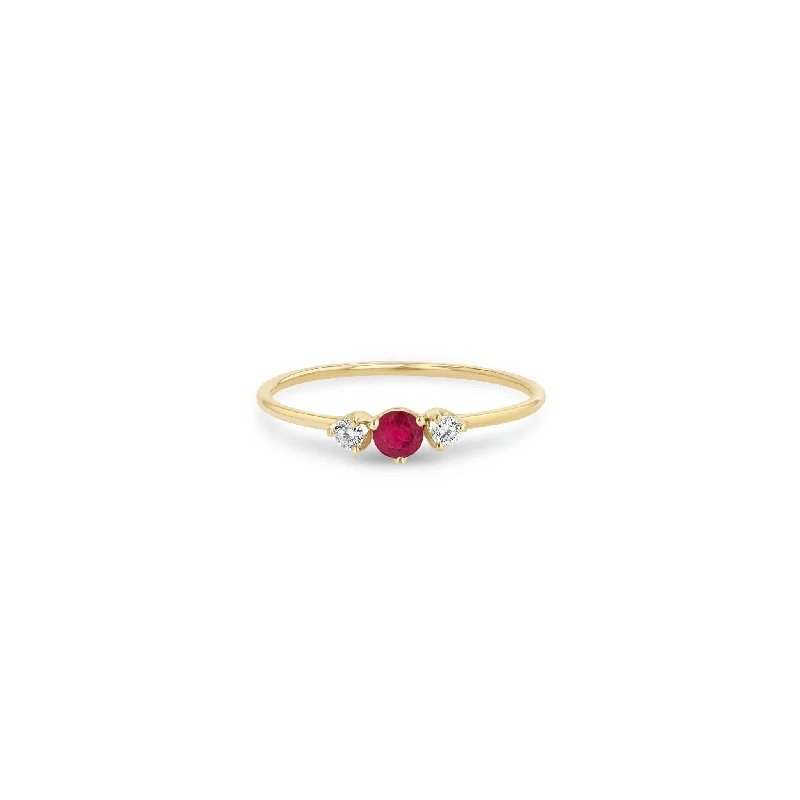 14k Prong Diamonds & Ruby Ring