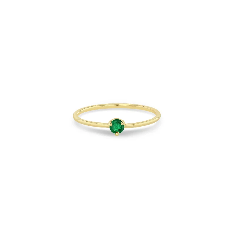 14k Single Prong Emerald Ring