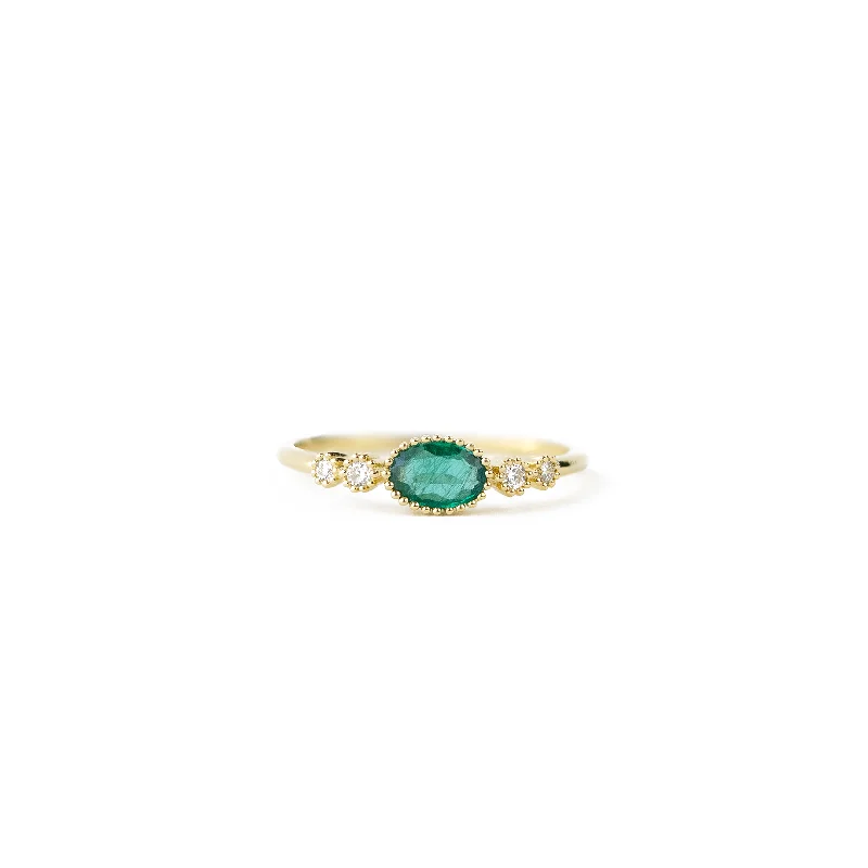 Elena Emerald and Diamond Ring