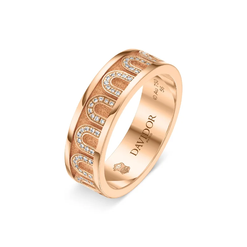 L'Arc de DAVIDOR Ring MM, 18k Rose Gold with Satin Finish and Arcade Diamonds