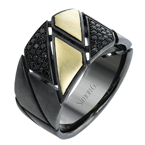 Men's Ruthenium Ring In 14k Gold With Diamonds