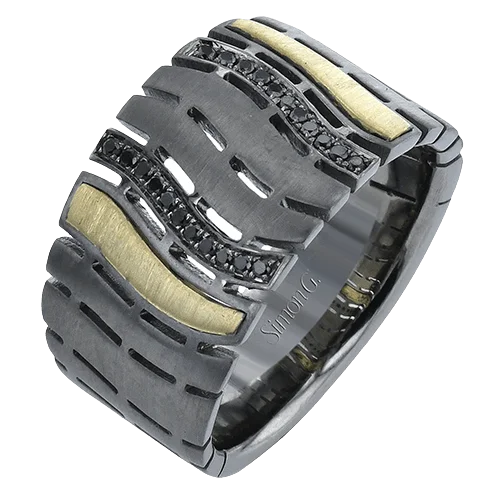 Men's Ruthenium Ring In 14k Gold With Diamonds