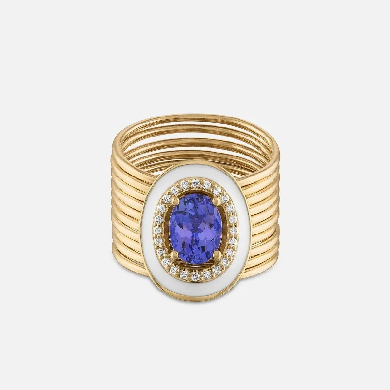 Oval Tanzanite Diamond Harem Ring