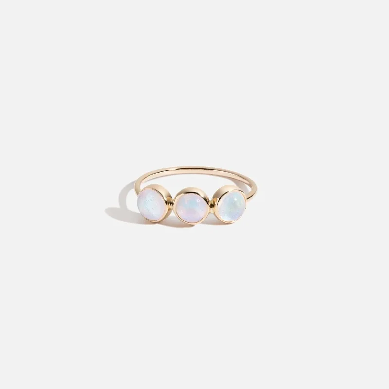 Triple Rainbow Moonstone Ring