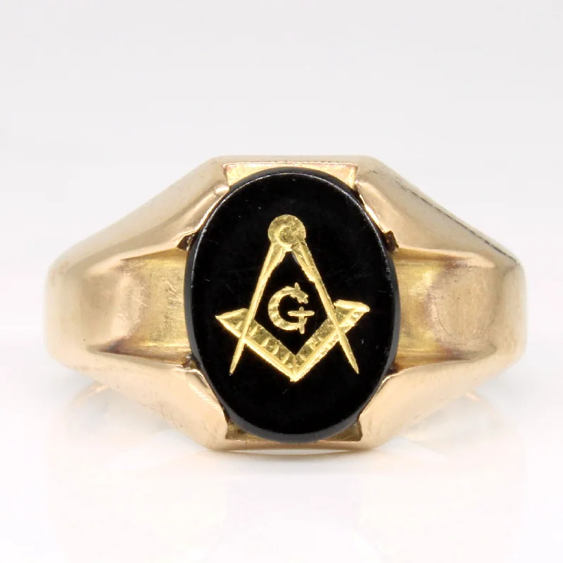 Discounted Luxury Jewelry – Shine Without The Splurge Birks' Black Onyx Free Masons Ring | 1.25ct | SZ 8 | Discounted Luxury Jewelry – Shine Without The Splurge Birks' Black Onyx Free Masons Ring | 1.25ct | SZ 8 |