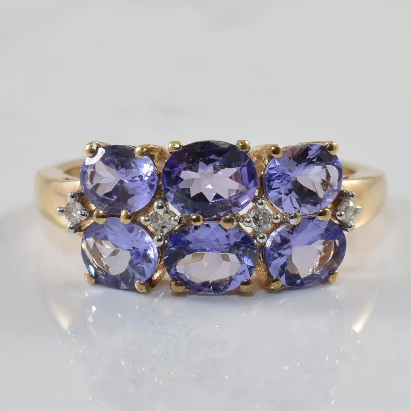 Delicate Crystal Jewelry For Sophisticated Charm Tanzanite & Diamond Cluster Ring | 1.50ctw, 0.02ctw | SZ 7 | Delicate Crystal Jewelry For Sophisticated Charm Tanzanite & Diamond Cluster Ring | 1.50ctw, 0.02ctw | SZ 7 |