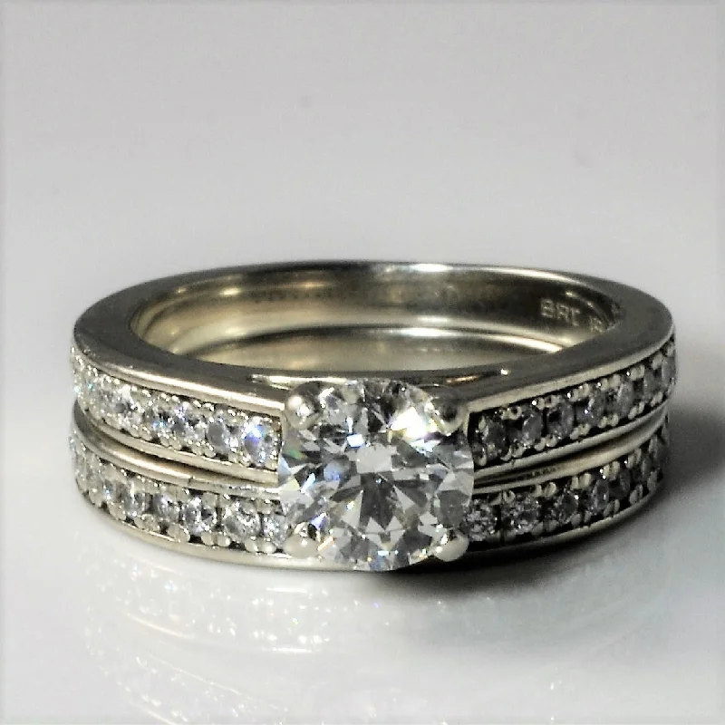 Clearance Sale On High-End Jewelry Collections Pave Side Stone Wedding Set | 1.28ctw | SZ 5.25 |