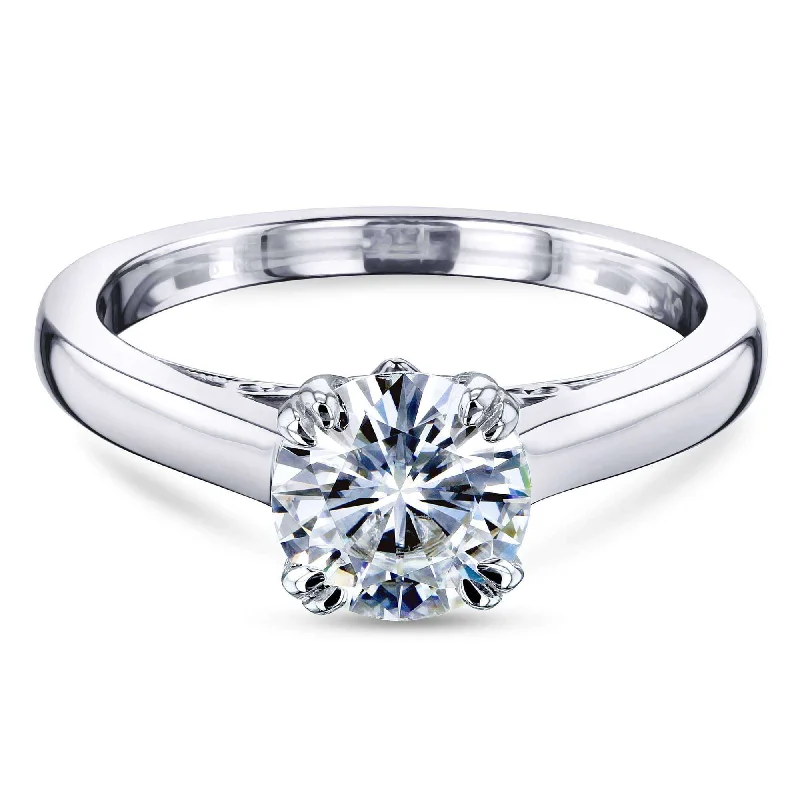 1ct Round Moissanite Solitaire W-Prong Ring