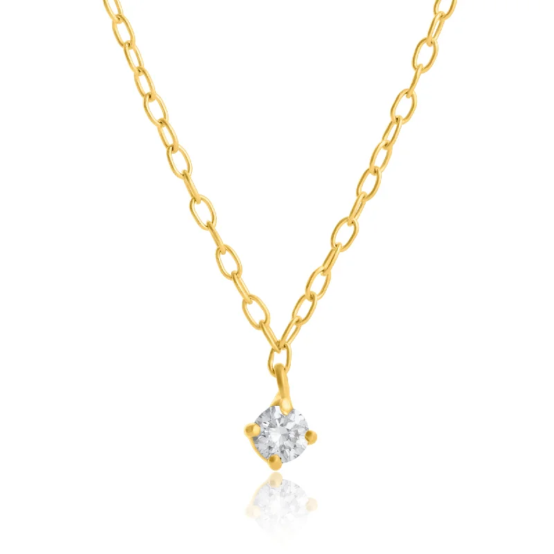 14k Yellow Gold 2.7mm Round Diamond Necklace