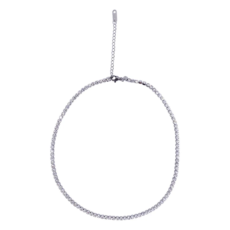 Adornia Water Resistant Tennis Necklace silver