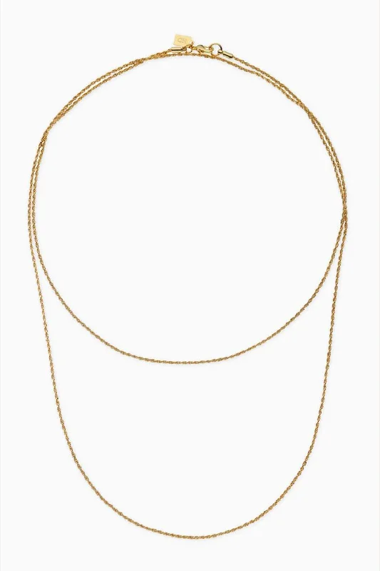 Double Rope Chain Necklace In Gold