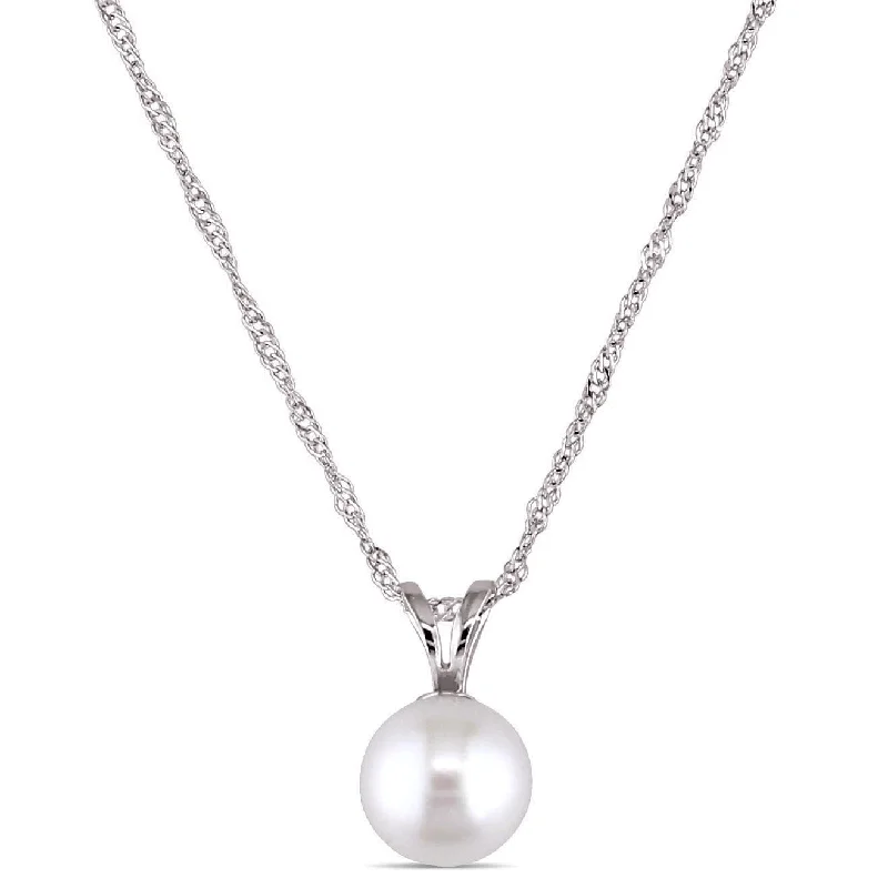 Mimi & Max 6.5 -7mm Cultured Freshwater Pearl Solitaire Necklace in 14k White Gold