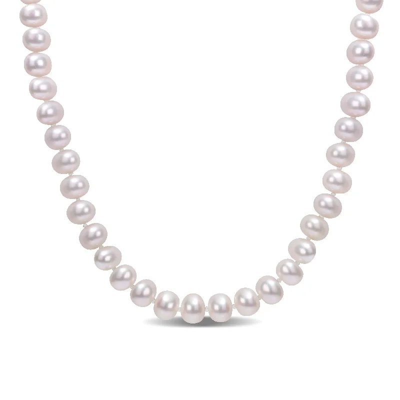 Mimi & Max 7-7.5mm Cultured Freshwater Pearl 18" Strand with Sterling Silver Ball Clasp