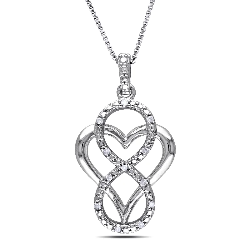 Mimi & Max Diamond Infinity Heart Necklace in Sterling Silver