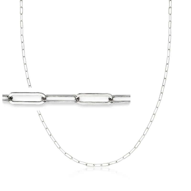 Ross-Simons 3-In-1 Italian Sterling Silver Paper Clip Link Necklace, Mask Holder and Eyeglass Chain