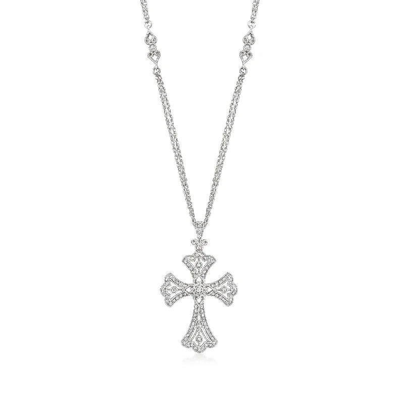 Exclusive Jewelry Sale – Sparkle For Less Ross-Simons Diamond Cross Pendant Necklace in Sterling Silver Exclusive Jewelry Sale – Sparkle For Less Ross-Simons Diamond Cross Pendant Necklace in Sterling Silver