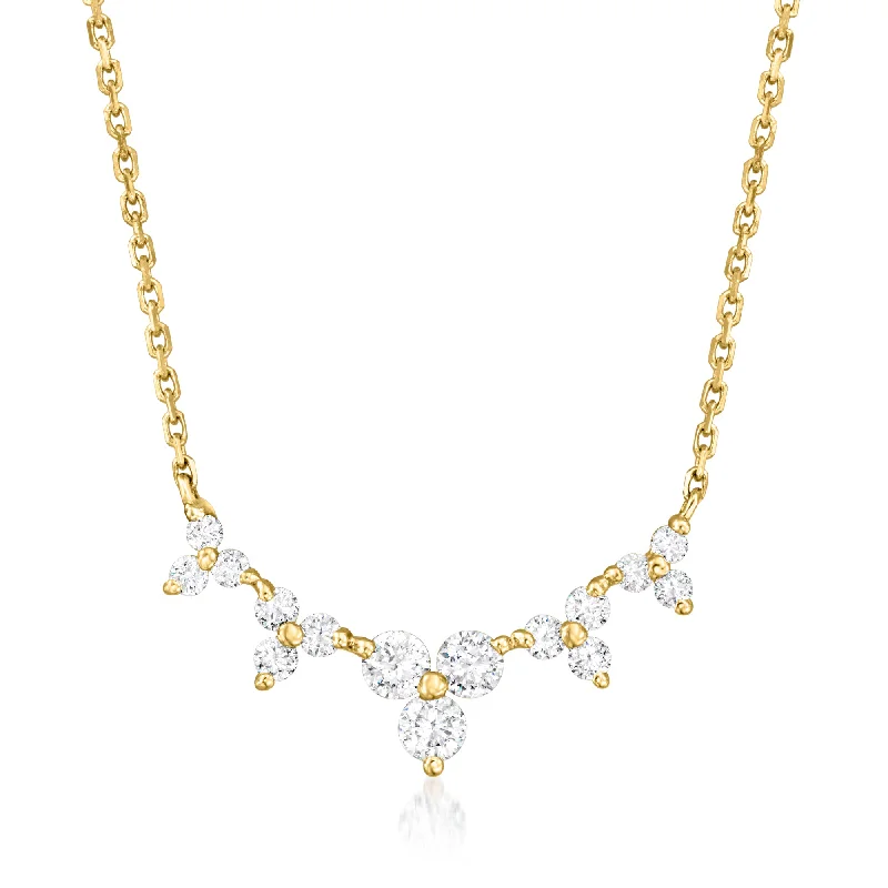 Ross-Simons Diamond Curved Bar Necklace in 14kt Yellow Gold