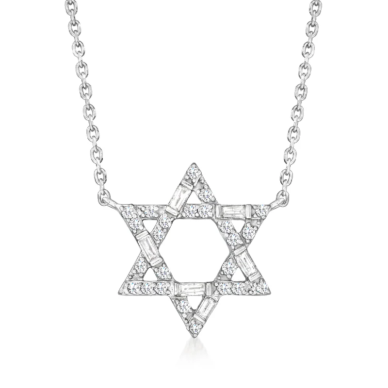 Ross-Simons Diamond Star Of David Necklace in Sterling Silver