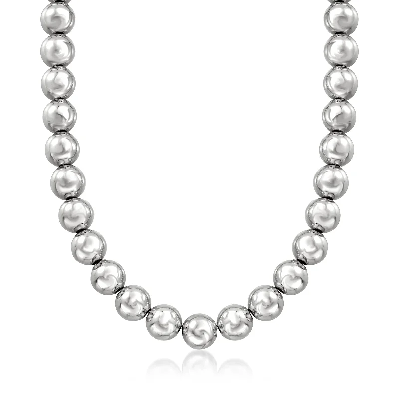 Ross-Simons Italian 14mm Sterling Silver Bead Necklace