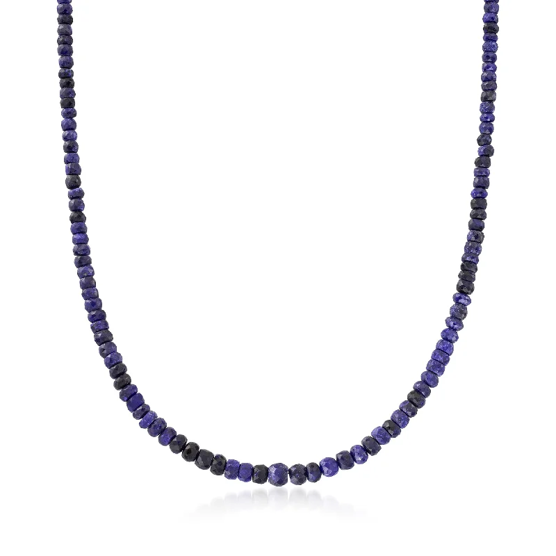 Ross-Simons Sapphire Bead Necklace With Sterling Silver