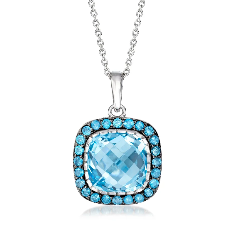 Ross-Simons Sky and London Blue Topaz Pendant Necklace in Sterling Silver