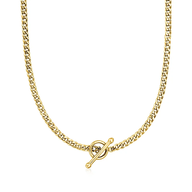 RS Pure by Ross-Simons 14kt Yellow Gold Curb-Link Toggle Necklace