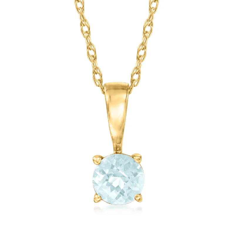 RS Pure by Ross-Simons Aquamarine Pendant Necklace in 14kt Yellow Gold