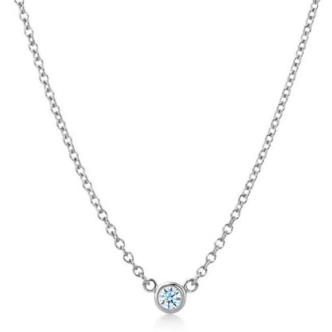 Suzy Levian 14k White Gold 0.25 ct TDW Diamond Solitaire Necklace