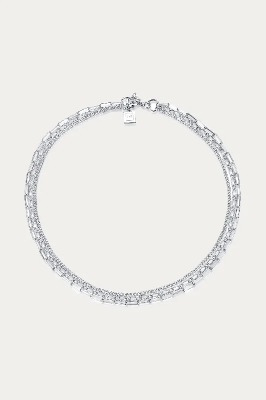 Warrant Triple Chain Necklace In Silver