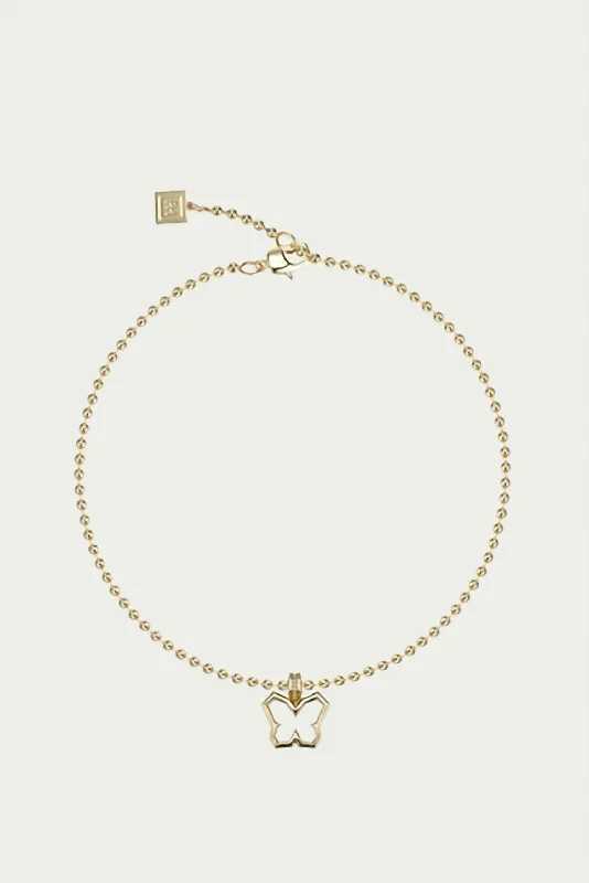 Y2K Butterfly Charm Necklace In Gold/clear