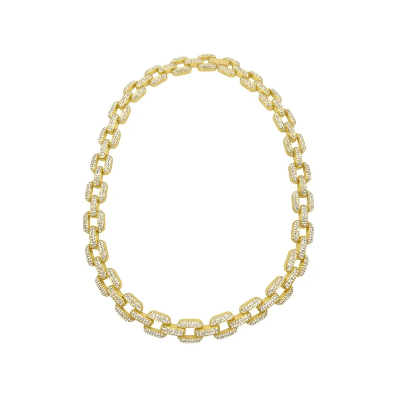 14k Gold Plated Crystal Link Chain Necklace