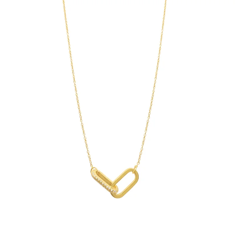 14k Gold Plated Pave Link Necklace