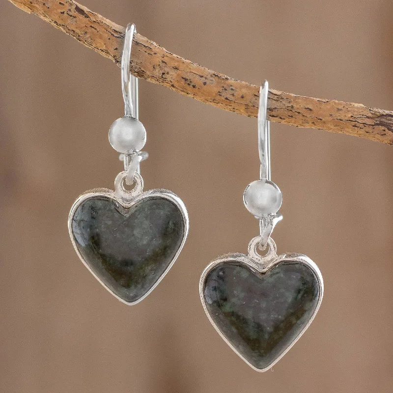 Limited-Time Offer On Elegant Jewelry Pieces Green Jade Heart Drop Earrings
