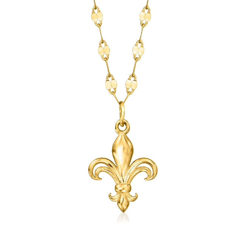 Ross-Simons Italian 14kt Yellow Gold Fleur-De-Lis Necklace