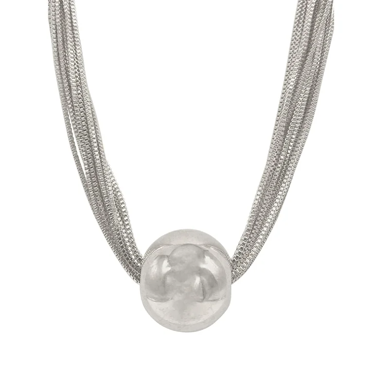 Silver Plated Multi Strand Ball Necklace