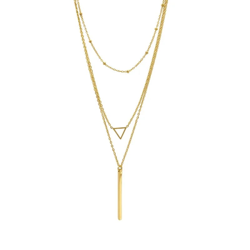 Tarnish Resistant 14k Gold Plated Layered Pendant Necklace Set