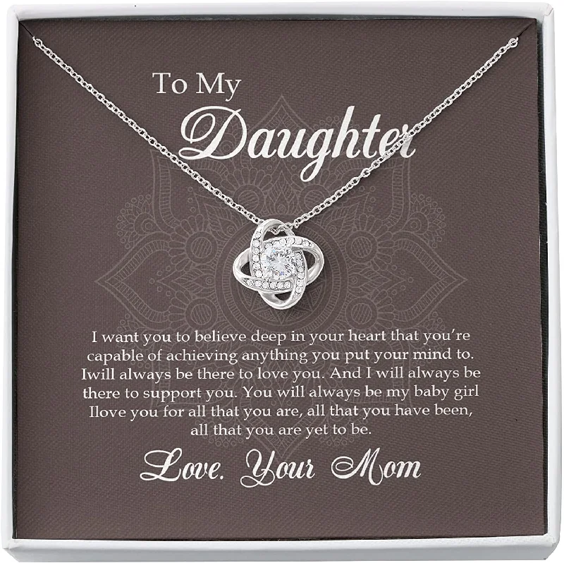 To My Daughter Necklace Gift from Mom Love Knot Necklace Gift for Daughter Birthday Present Unique Gift Love Knot Gift