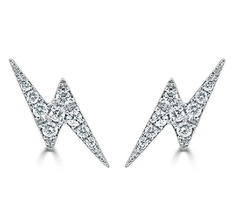 14k Gold & Diamond Lightning Bolt Stud Earrings