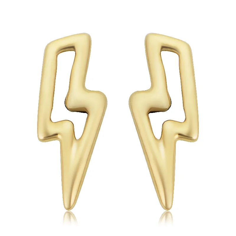 14k Yellow Gold Lightning Bolt Stud Earrings