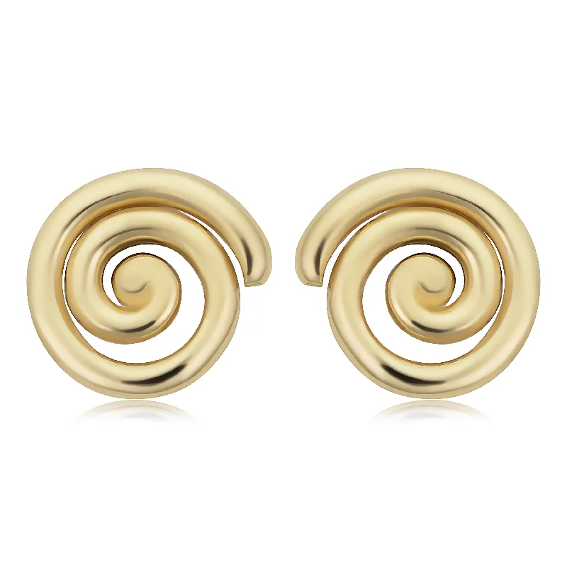 14k Yellow Gold Swirl Stud Earrings