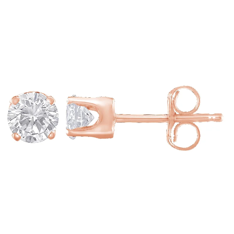 The Perfect Jewelry Piece At The Perfect Price 10K Rose Gold over .925 Sterling Silver 3/4 Cttw Round Brilliant-Cut Diamond Classic 4-Prong Stud Earrings The Perfect Jewelry Piece At The Perfect Price 10K Rose Gold over .925 Sterling Silver 3/4 Cttw Round Brilliant-Cut Diamond Classic 4-Prong Stud Earrings
