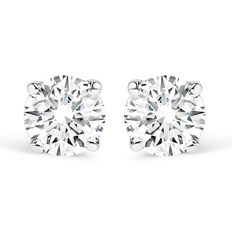 10K White Gold 1/10 Cttw Round Brilliant-Cut Near Colorless Diamond Classic 4-Prong Stud Earrings