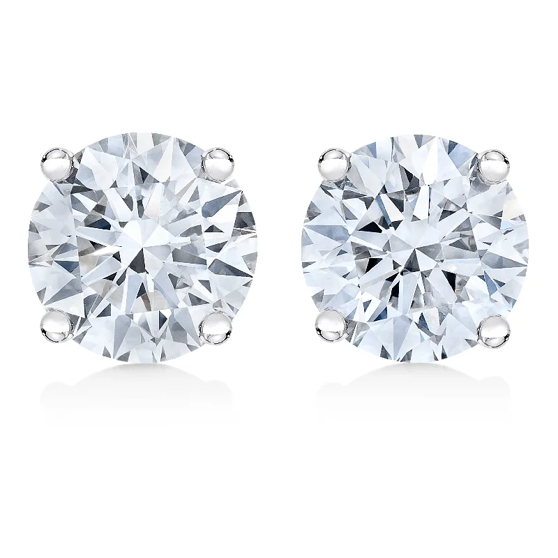 14K White Gold 1/2 Cttw Round-Cut Diamond Solitaire Stud Earrings