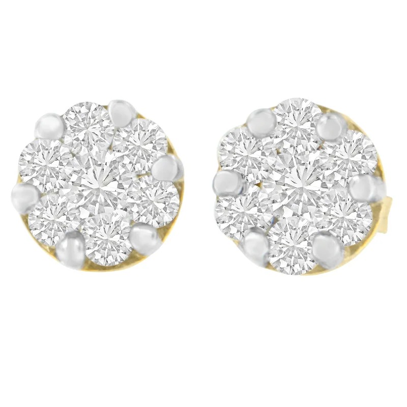 14K Yellow Gold 1 cttw Diamond Stud Earrings