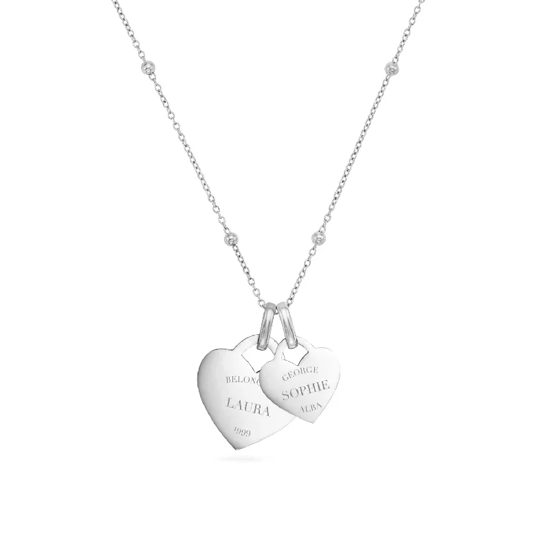Personalized Jewelry Sale – Unique Pieces At Great Prices Double Heart Token Necklace (Silver)