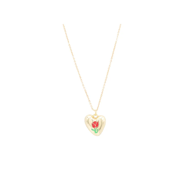 Jewelry Flash Sale – Stylish Designs At Unbeatable Rates Gold Heart with Rose Charm Necklace Children's Jewelry Gift Jewelry Flash Sale – Stylish Designs At Unbeatable Rates Gold Heart with Rose Charm Necklace Children's Jewelry Gift