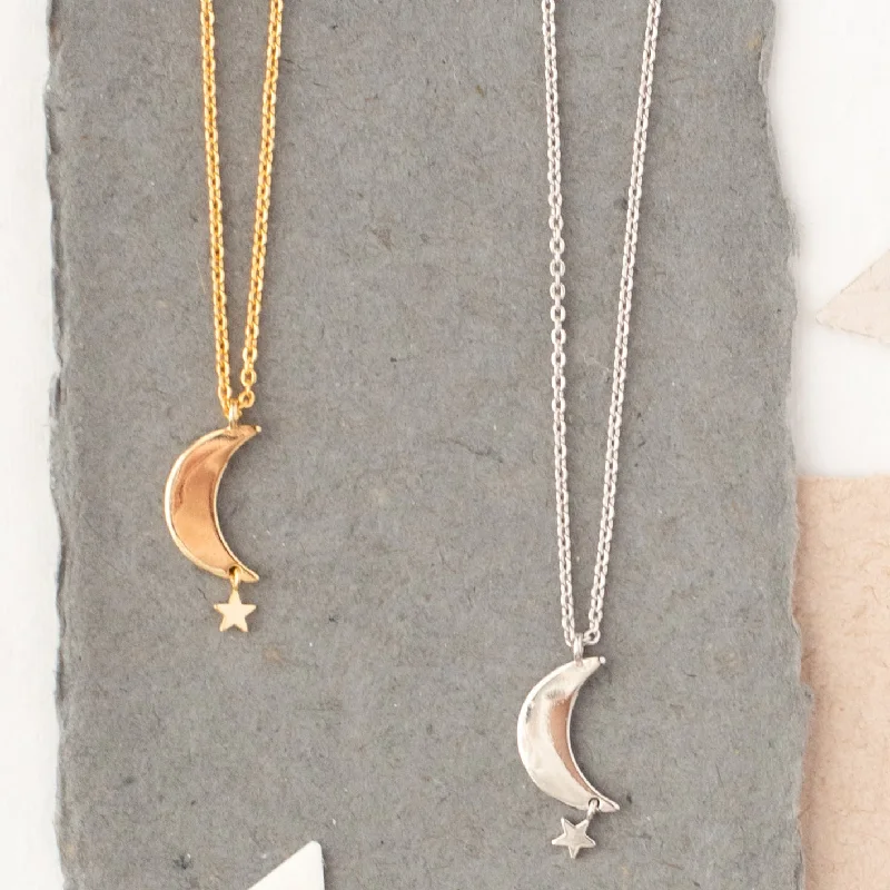 Premium Jewelry Now Available At Special Discounts Moon with Star Charm Necklace